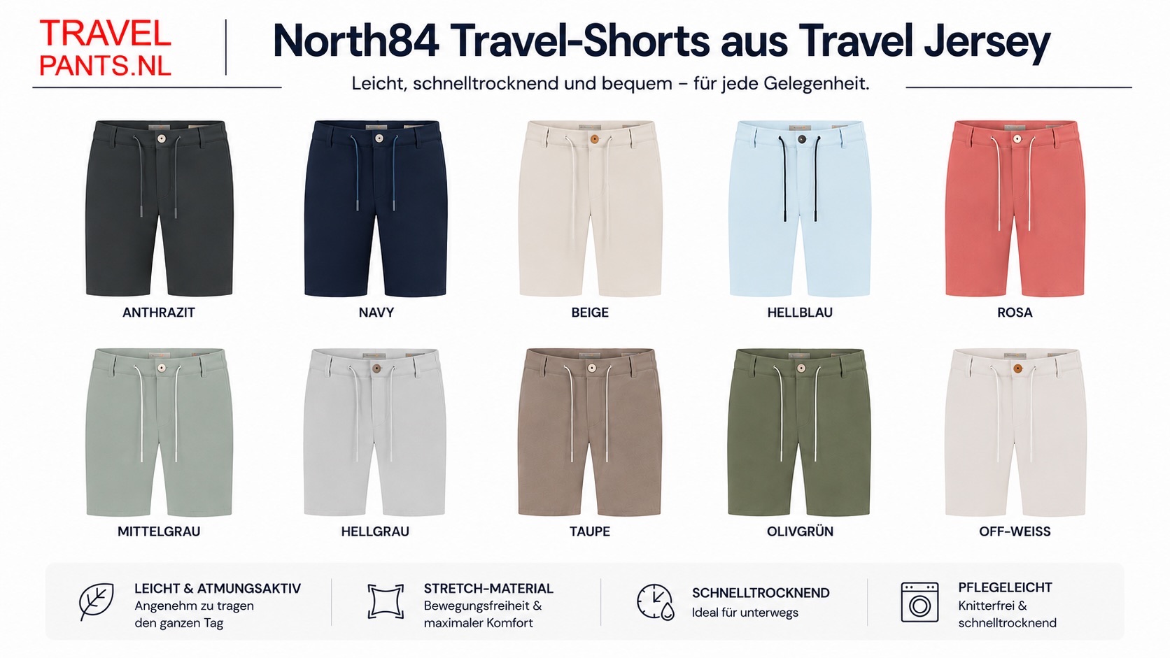 North84 reise short von travel jersey