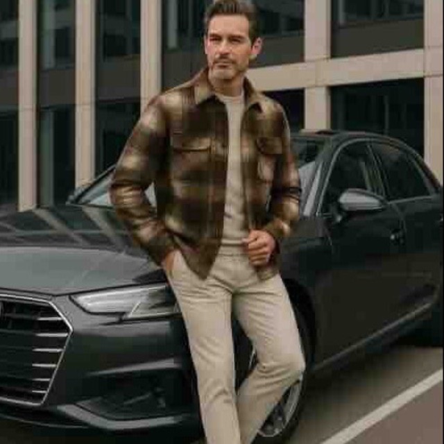 Business-Casual-Outfit: Mann kombiniert Hemd und North84 Travelhose.