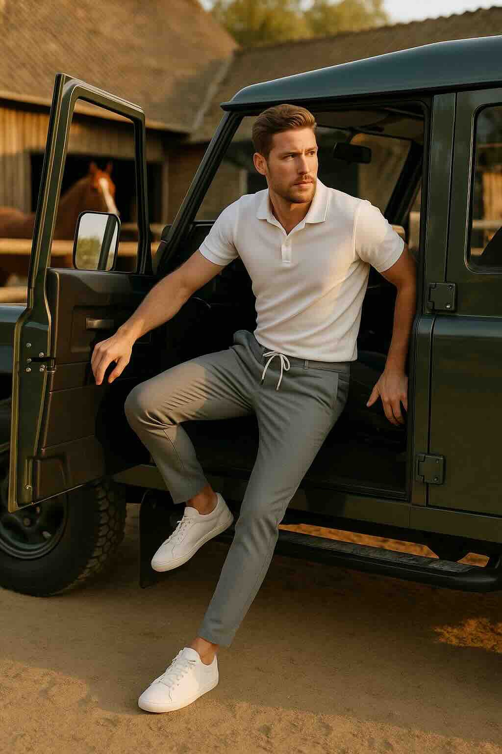 Man draagt North84 travel pants – comfortabele outfit voor onderweg
