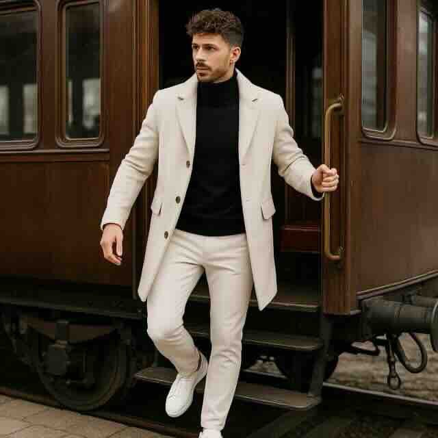 Mann mit gepflegtem Look trägt die funktionelle North84 Travelhose bei Tageslicht